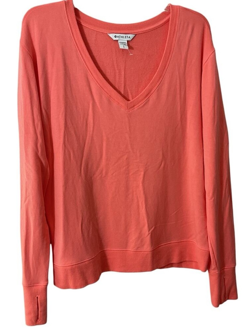 Athleta Coral V-Neck Pullover Sweatshirt